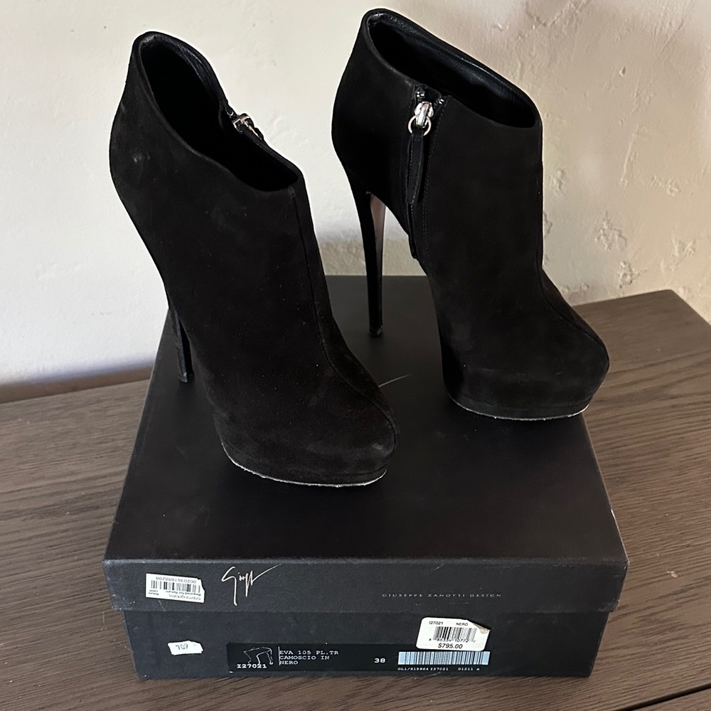 Giuseppe Zanotti Black Suede Stiletto Ankle Booties